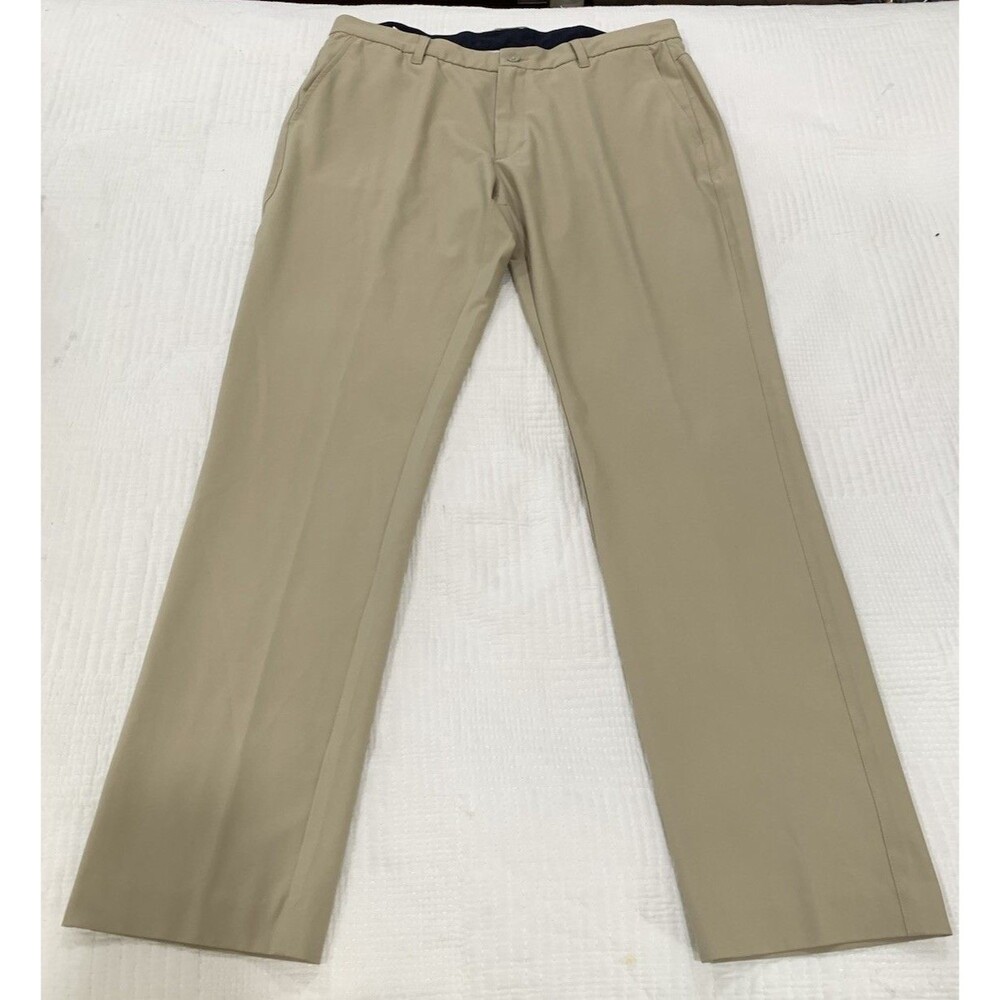 Footjoy FJ Pants Men's 38x33 Beige Golf Performance Stretch 5 Pocket Flat Front